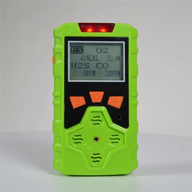 Pålitlig bärbar 4 i 1 Lel O2 Co H2s gaslarmdetektor med USB-laddningsport